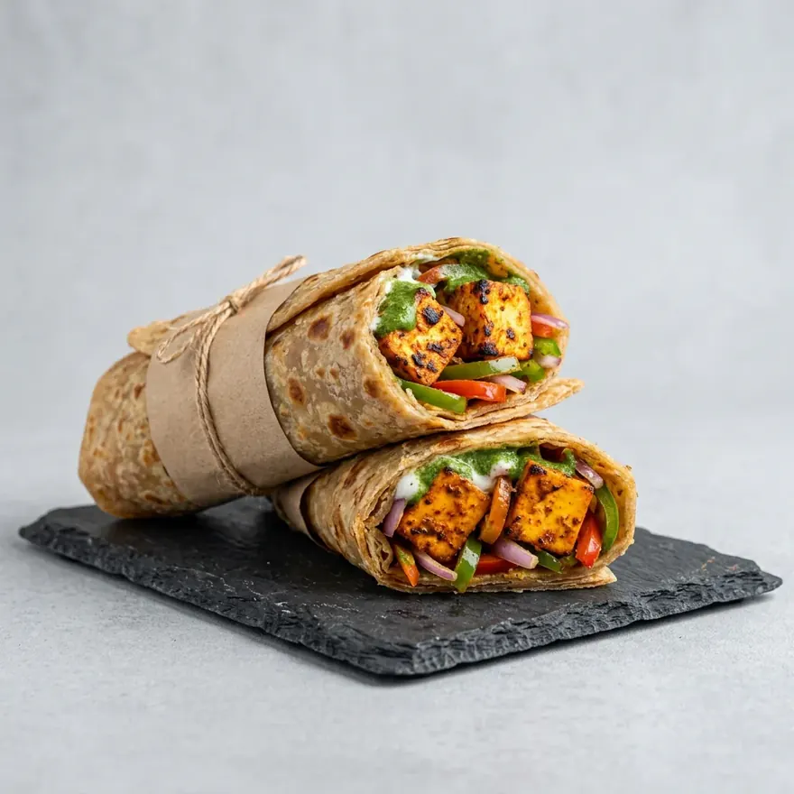 Paneer Tikka Kathi Roll, as served